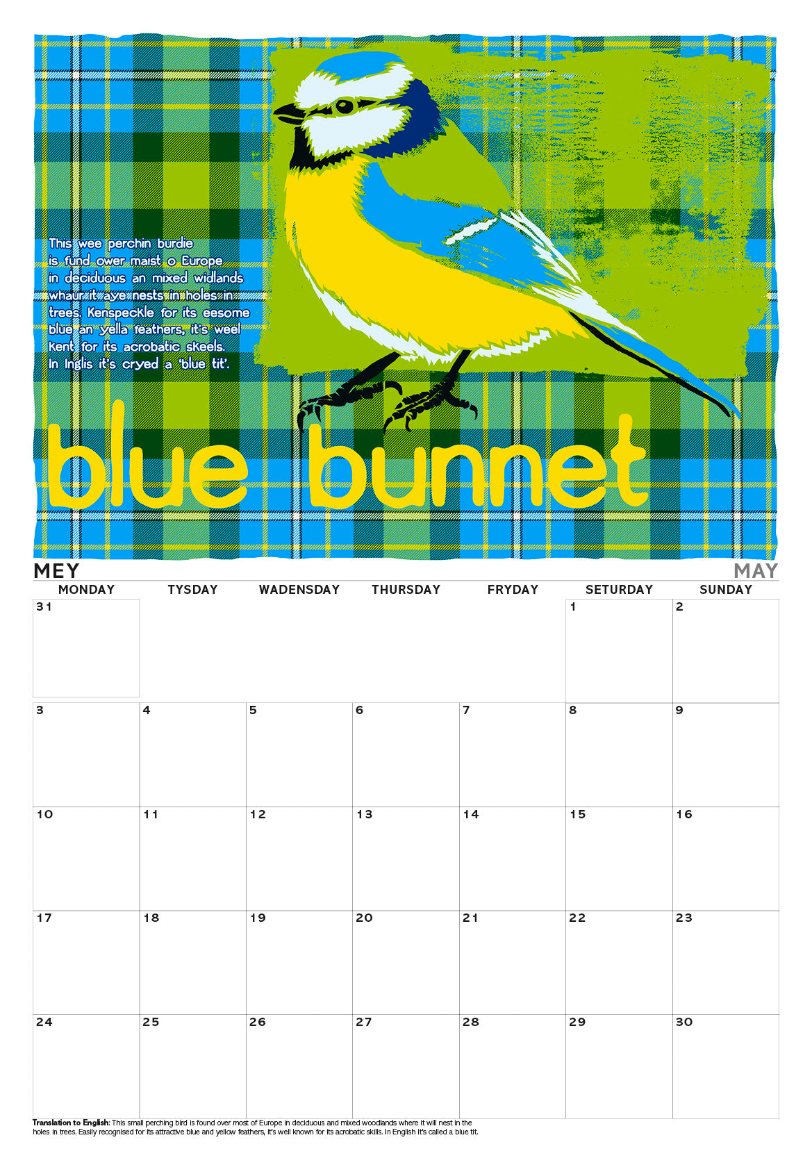 Scots beasties oan tartan – A3 calendar 2027