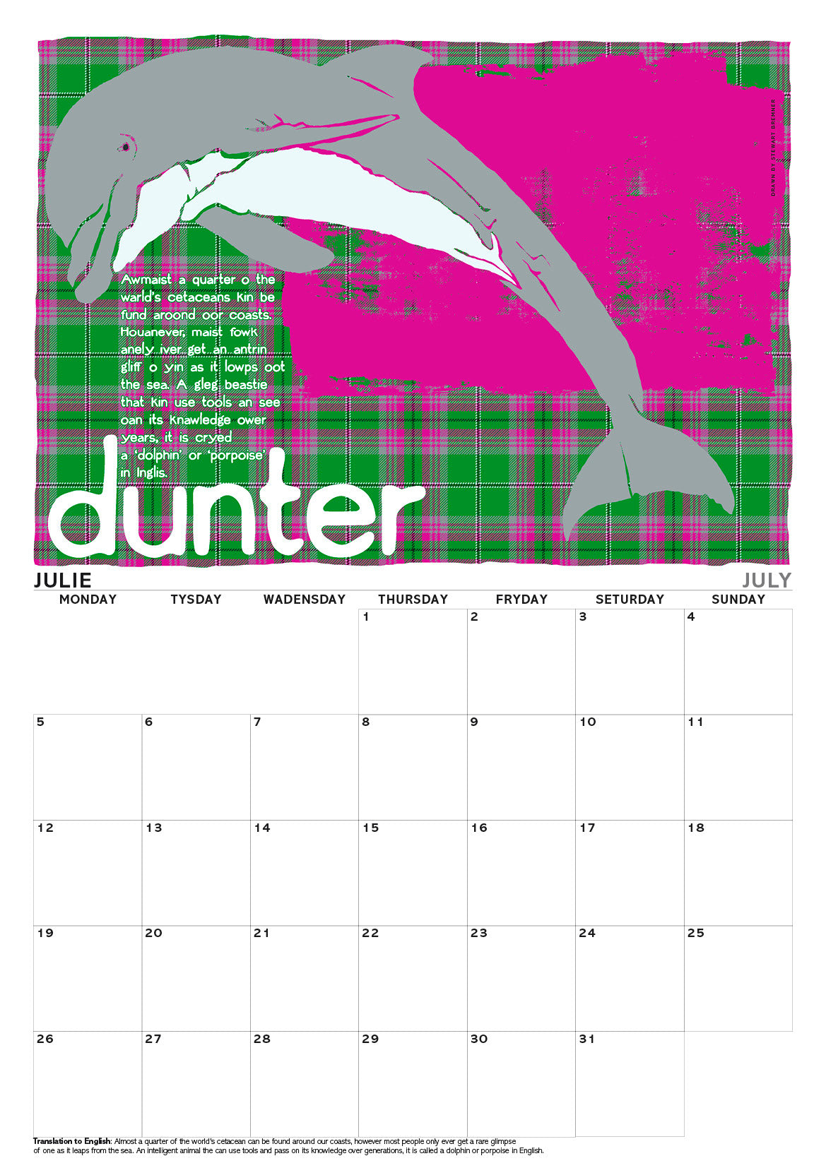Scots beasties oan tartan – A3 calendar 2027