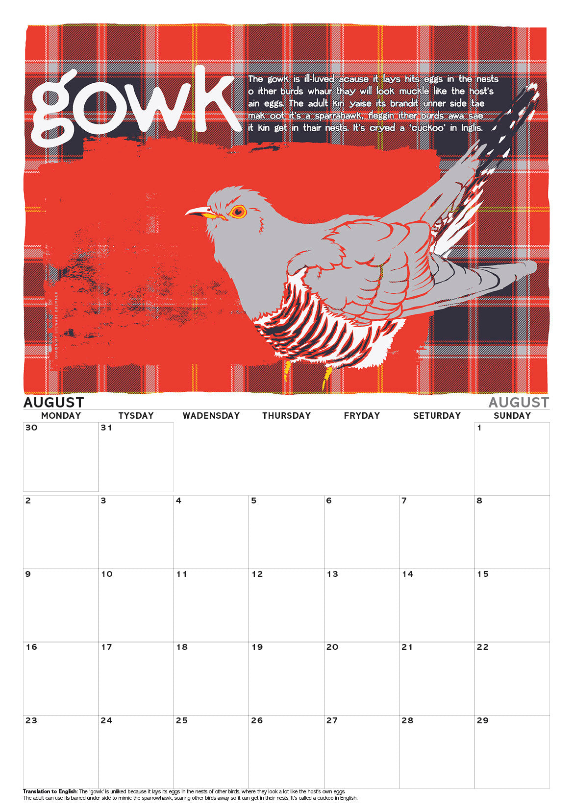 Scots beasties oan tartan – A3 calendar 2027