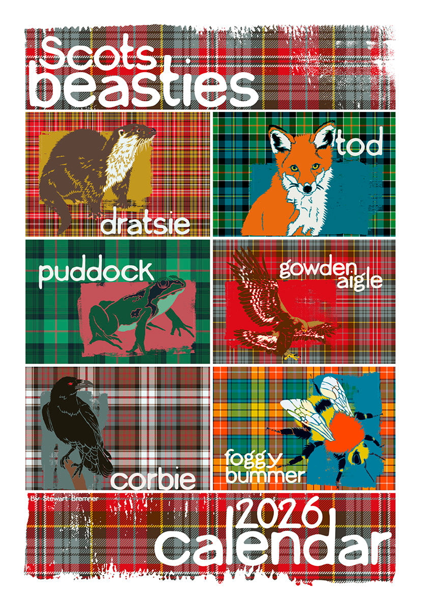 Scots Beastes oan tartan – 2026 A4 calendar