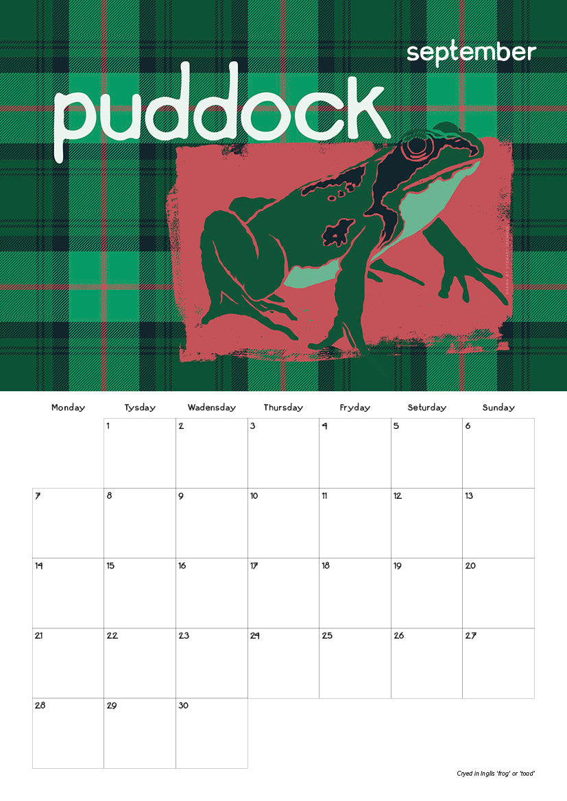 Scots Beastes oan tartan – 2026 A4 calendar
