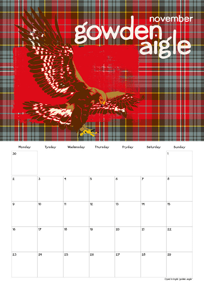 Scots Beastes oan tartan – 2026 A4 calendar