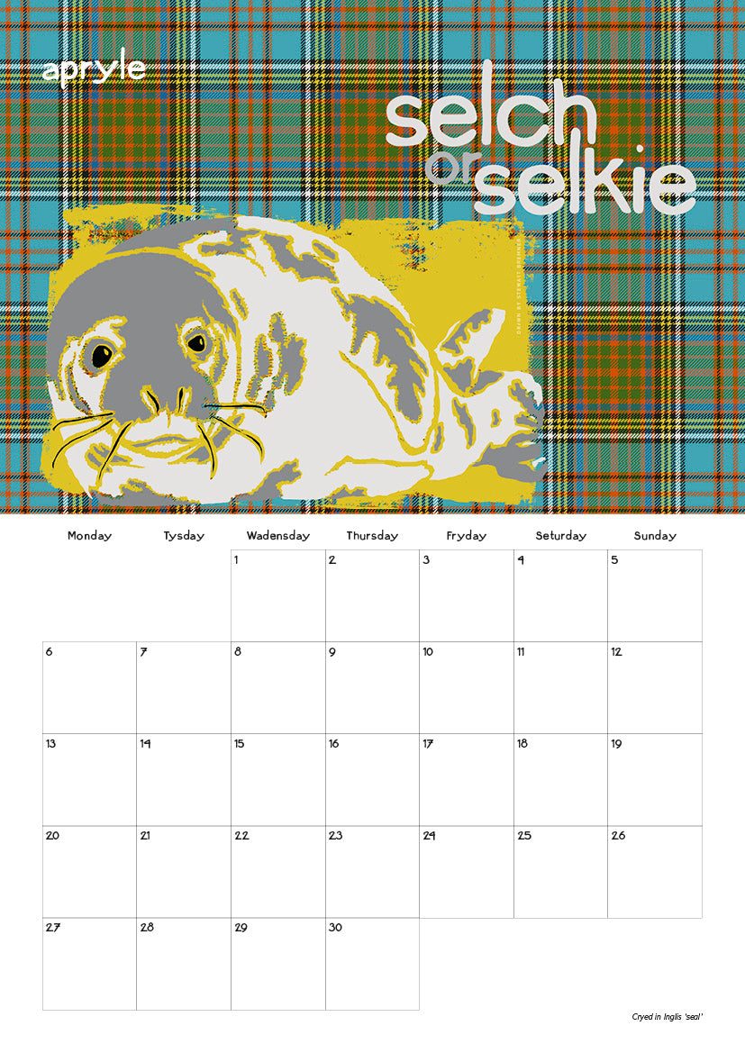 Scots Beastes oan tartan – 2026 A4 calendar