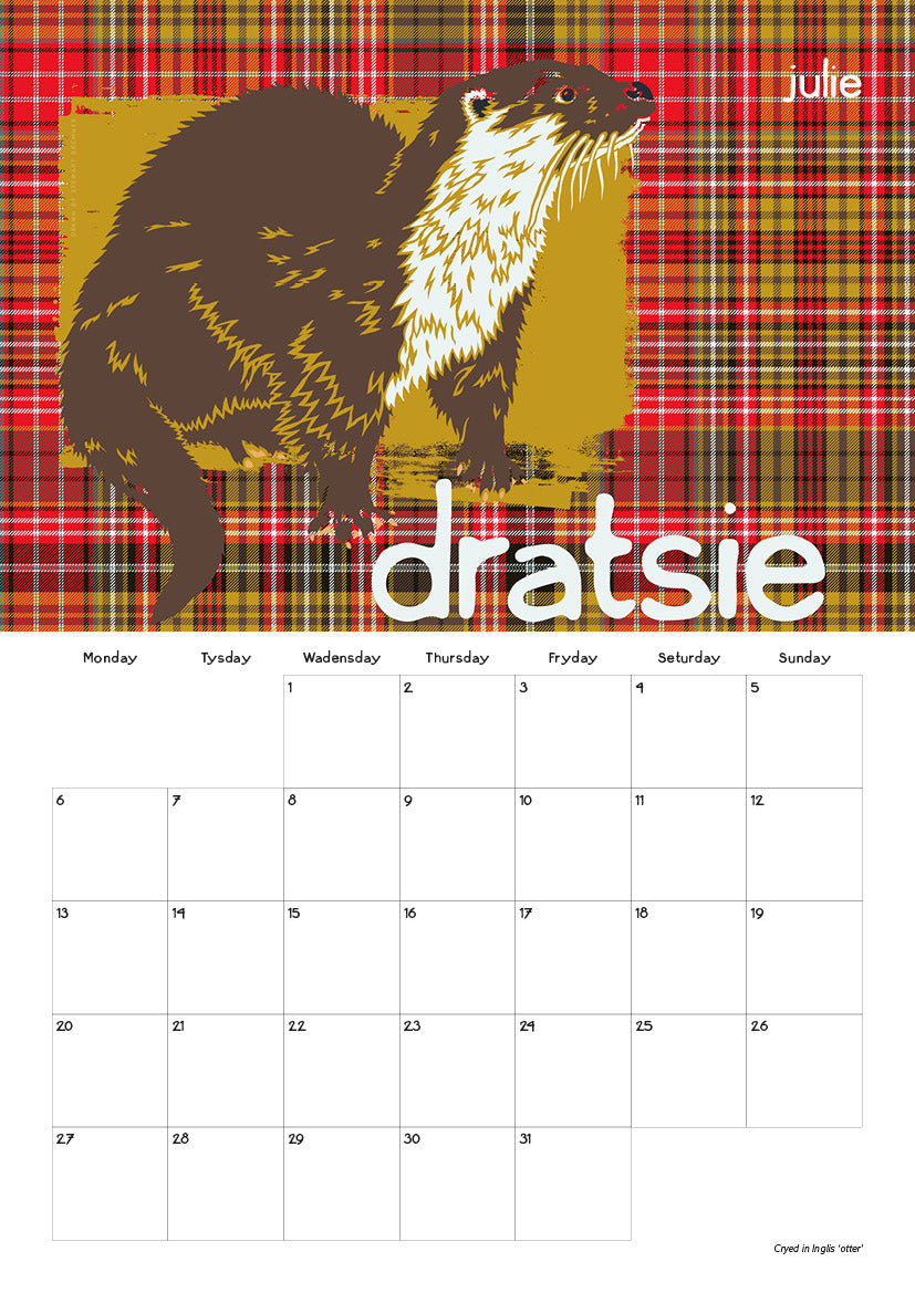 Scots Beastes oan tartan – 2026 A4 calendar