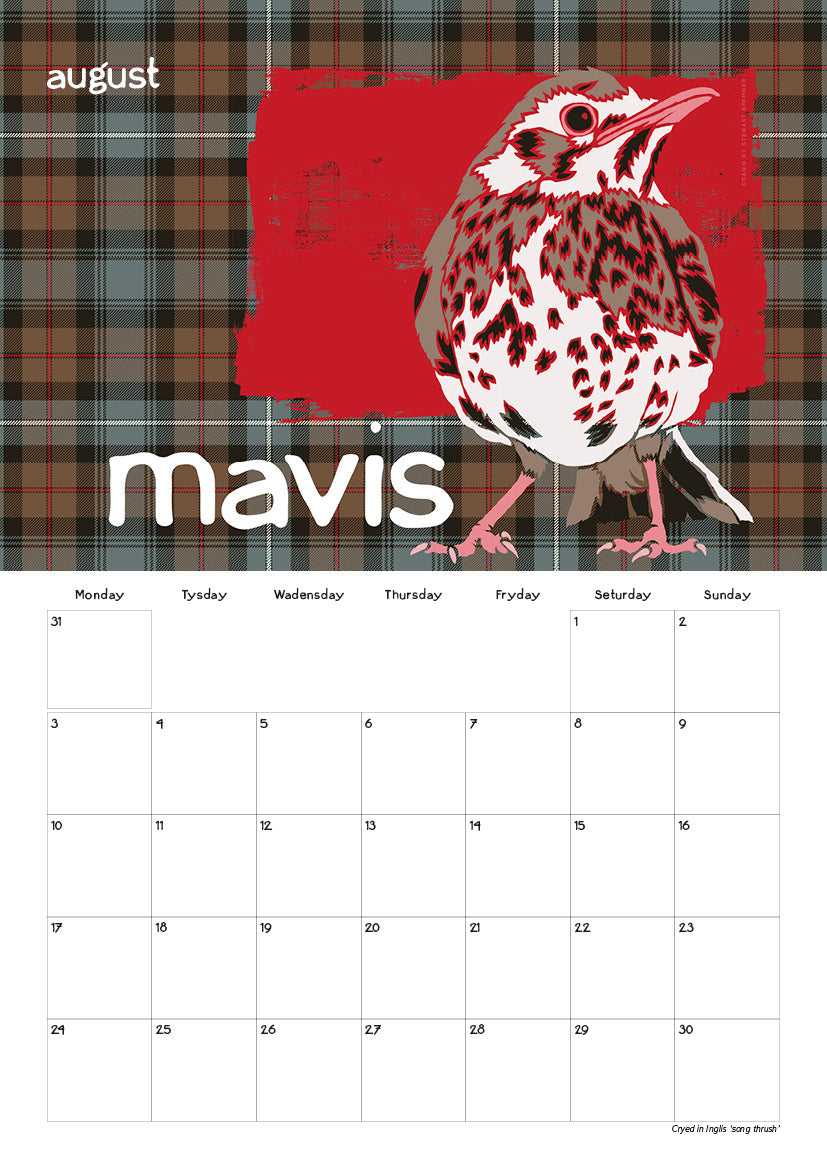 Scots Beastes oan tartan – 2026 A4 calendar
