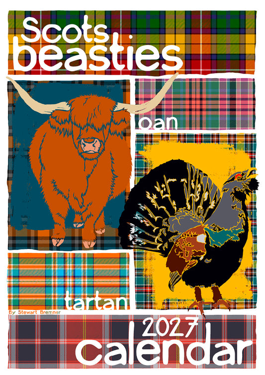 Scots beasties oan tartan – A4 calendar 2027