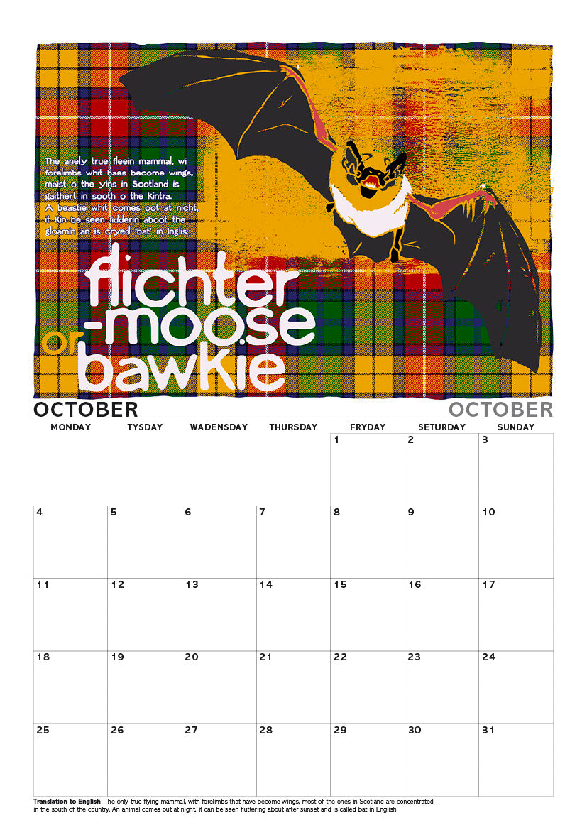 Scots beasties oan tartan – A4 calendar 2027