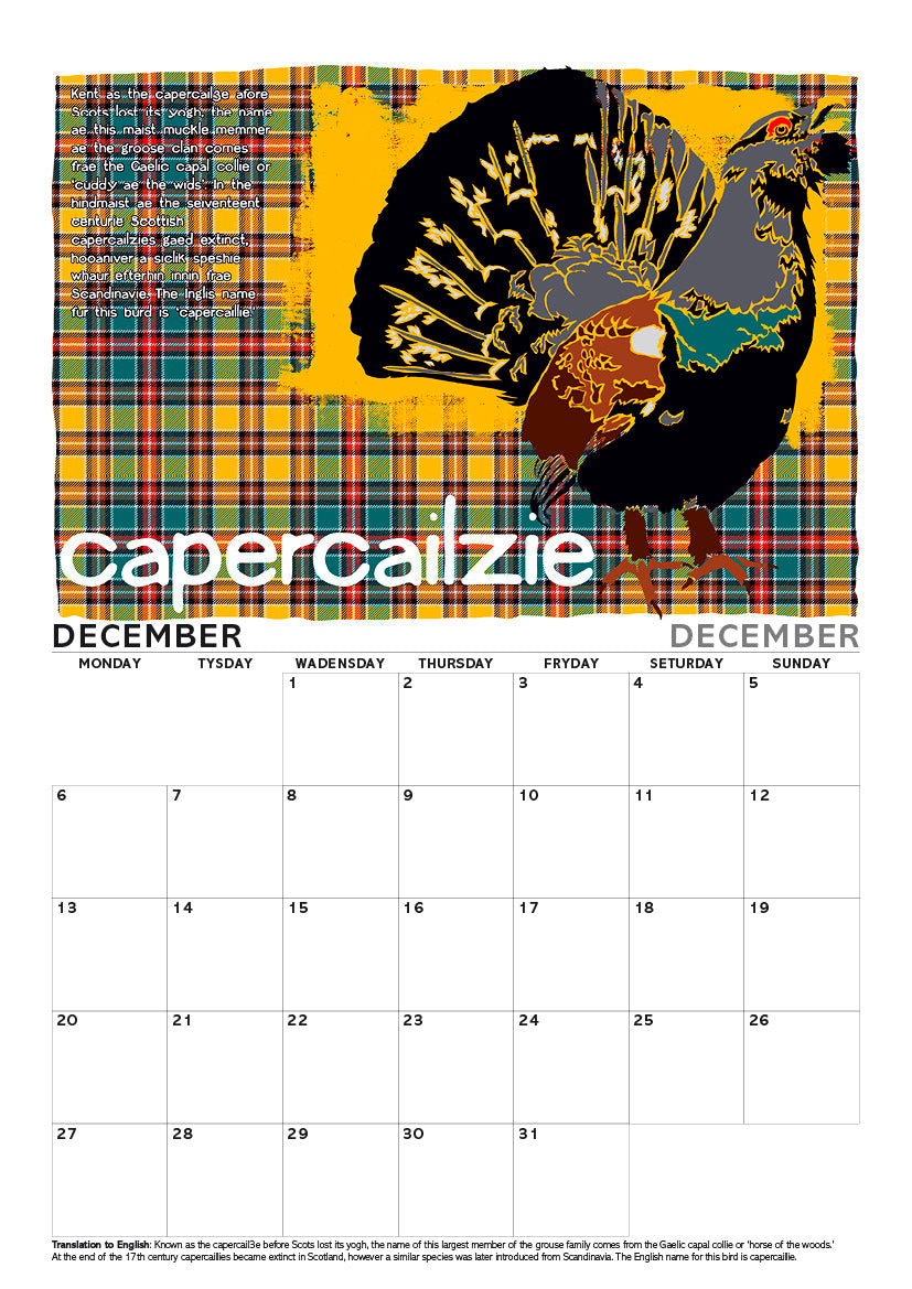 Scots beasties oan tartan – A4 calendar 2027