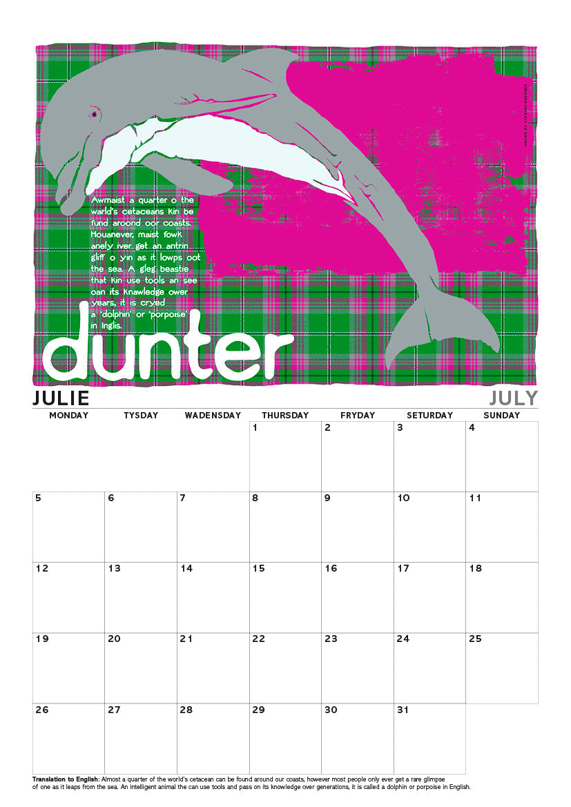 Scots beasties oan tartan – A4 calendar 2027