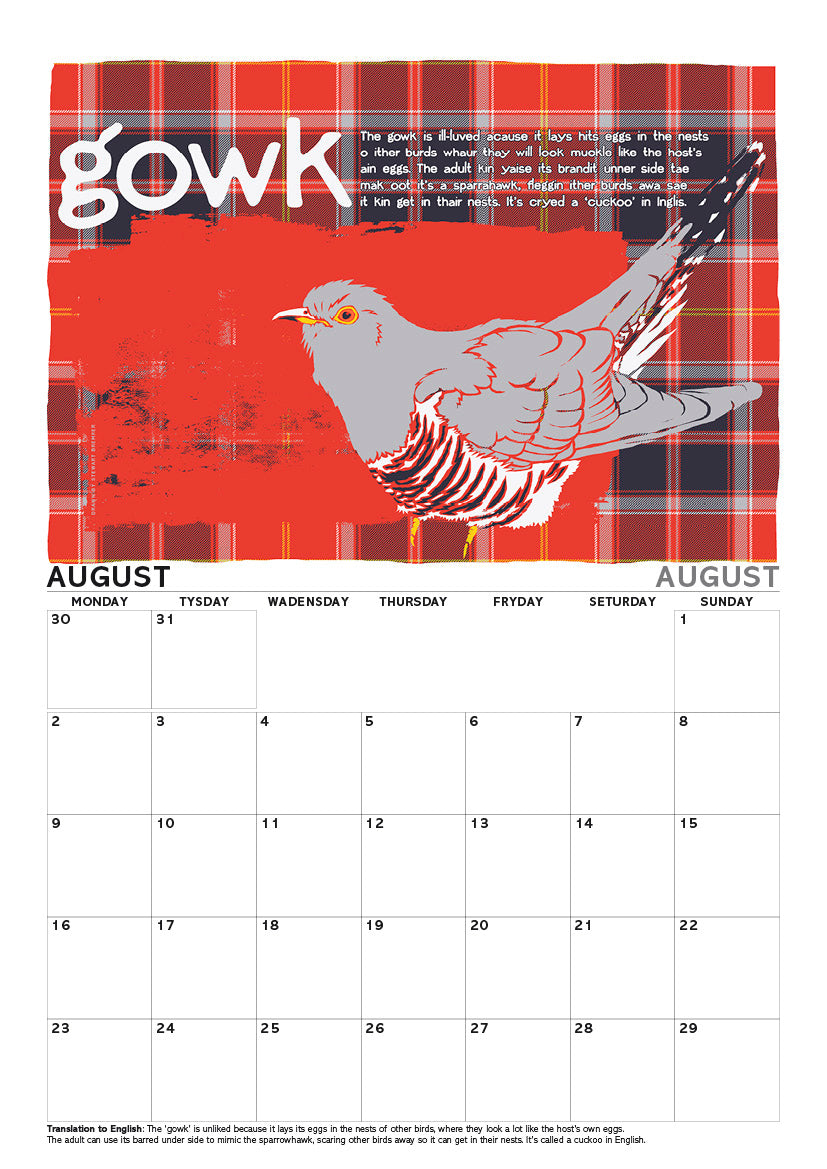 Scots beasties oan tartan – A4 calendar 2027