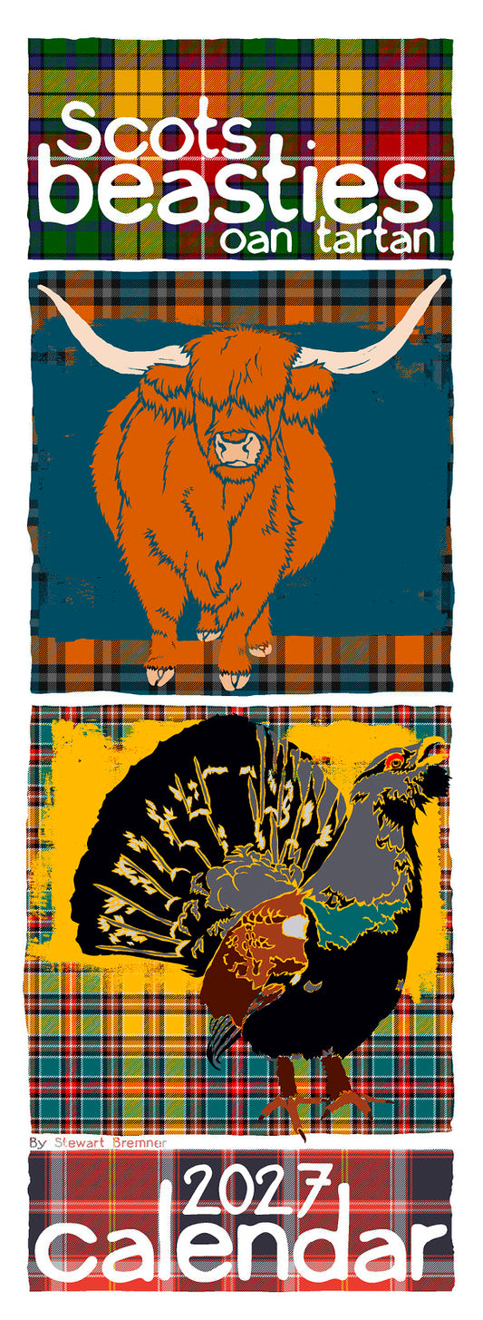 Scots beasties oan tartan – slimline calendar 2027