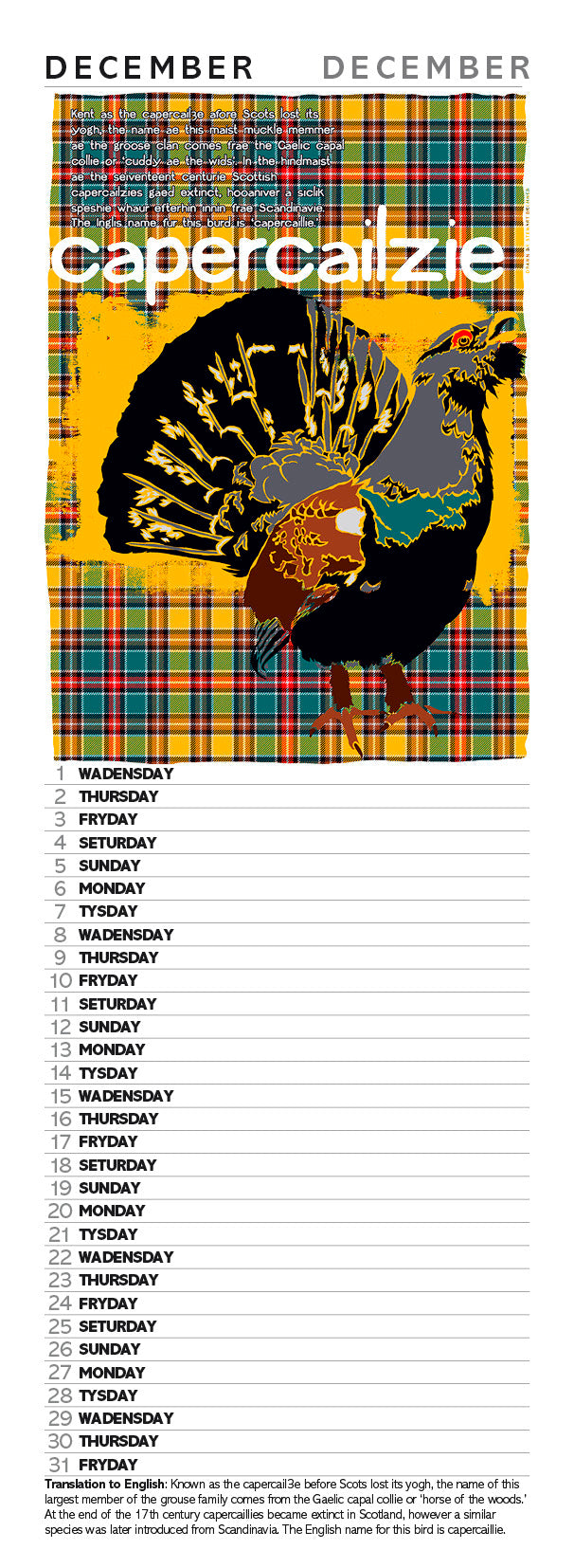 Scots beasties oan tartan – slimline calendar 2027