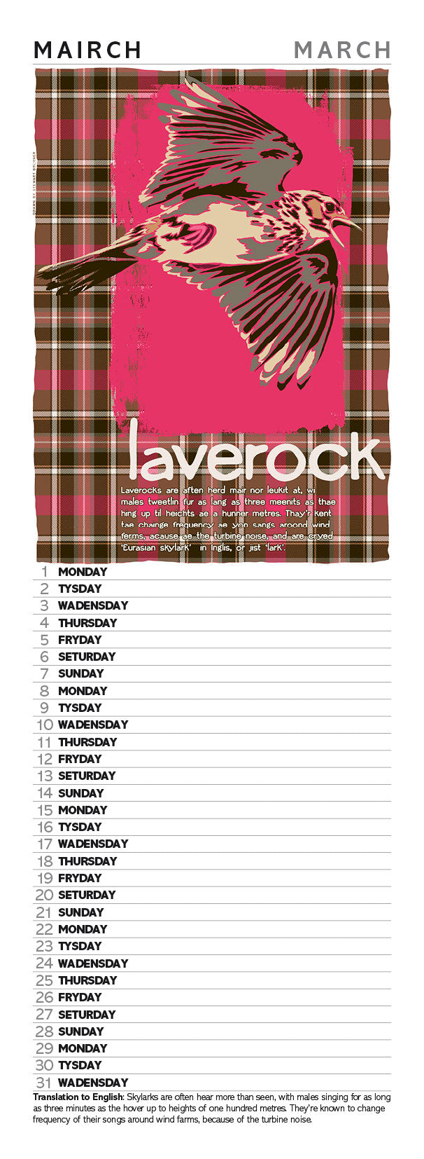 Scots beasties oan tartan – slimline calendar 2027