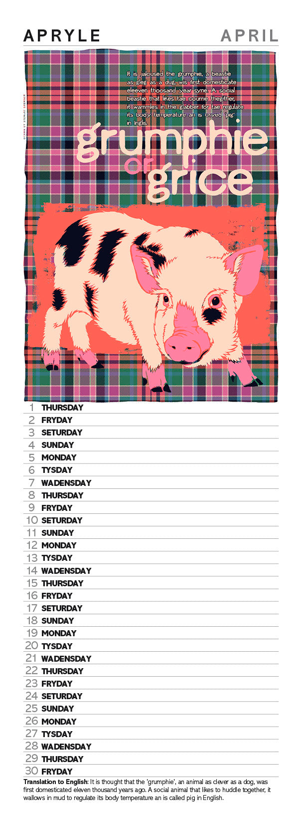 Scots beasties oan tartan – slimline calendar 2027