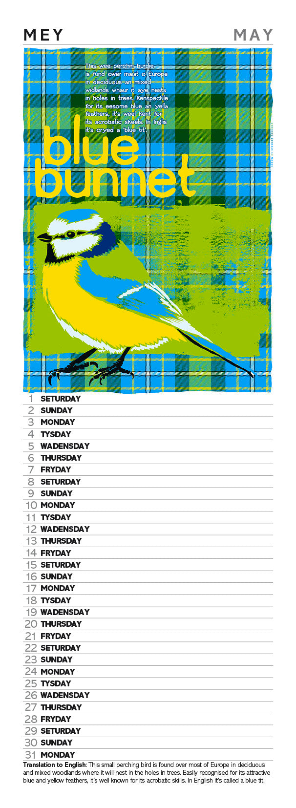 Scots beasties oan tartan – slimline calendar 2027