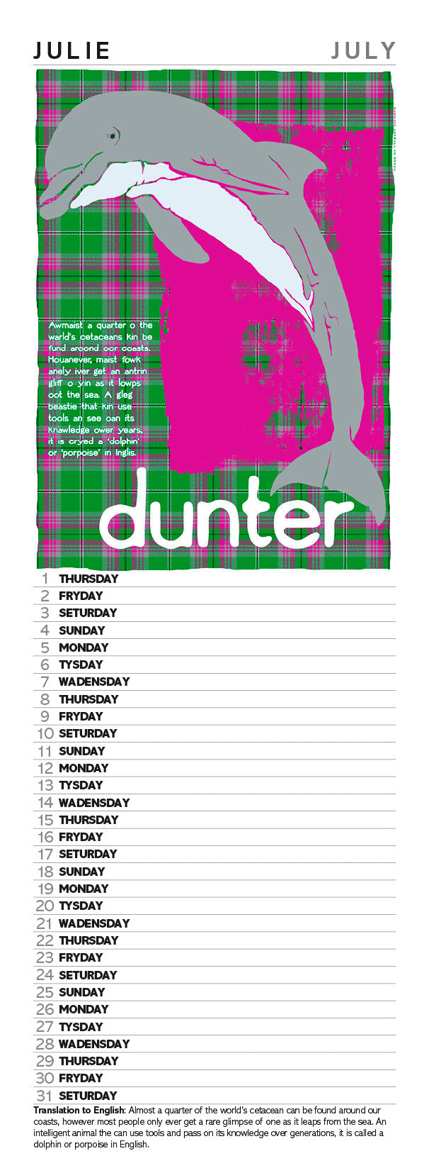 Scots beasties oan tartan – slimline calendar 2027