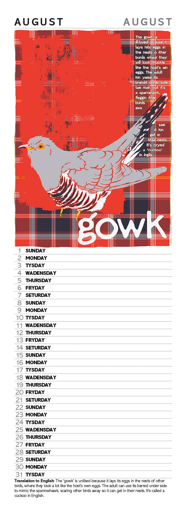 Scots beasties oan tartan – slimline calendar 2027