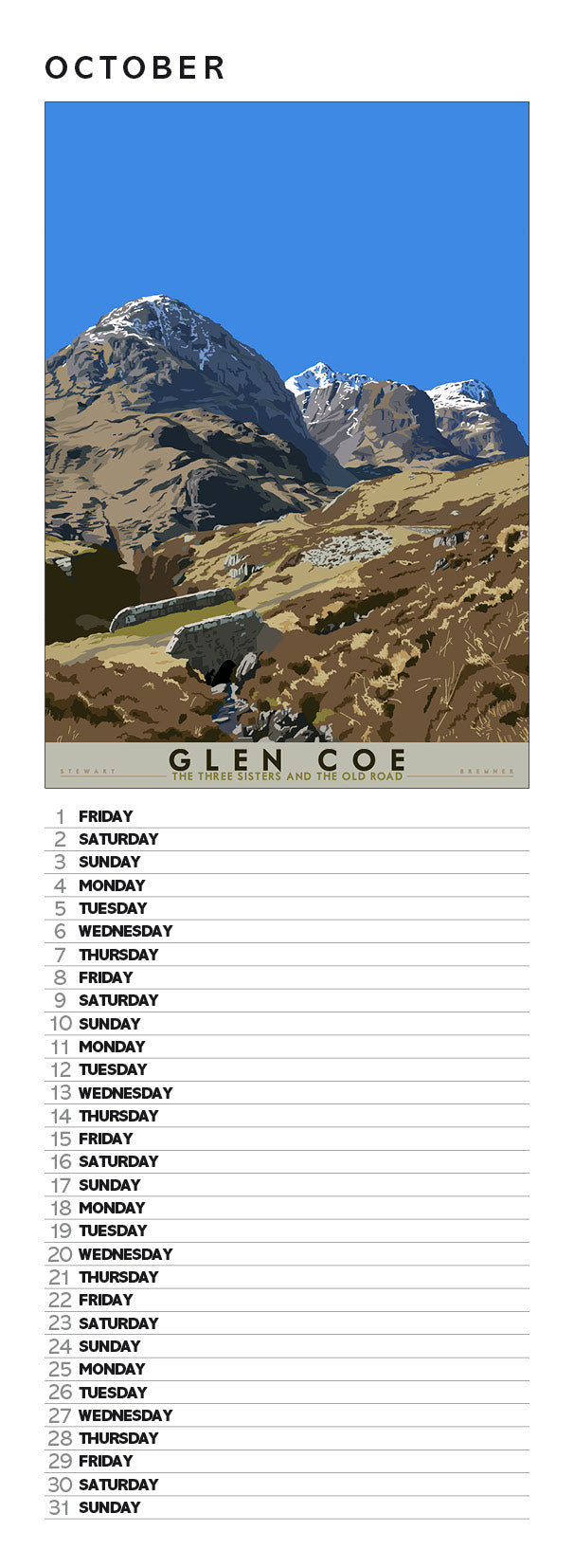 Bonnie Scotland – slimline calendar 2027