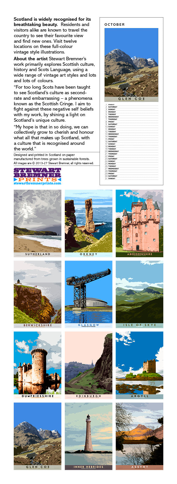 Bonnie Scotland – slimline calendar 2027