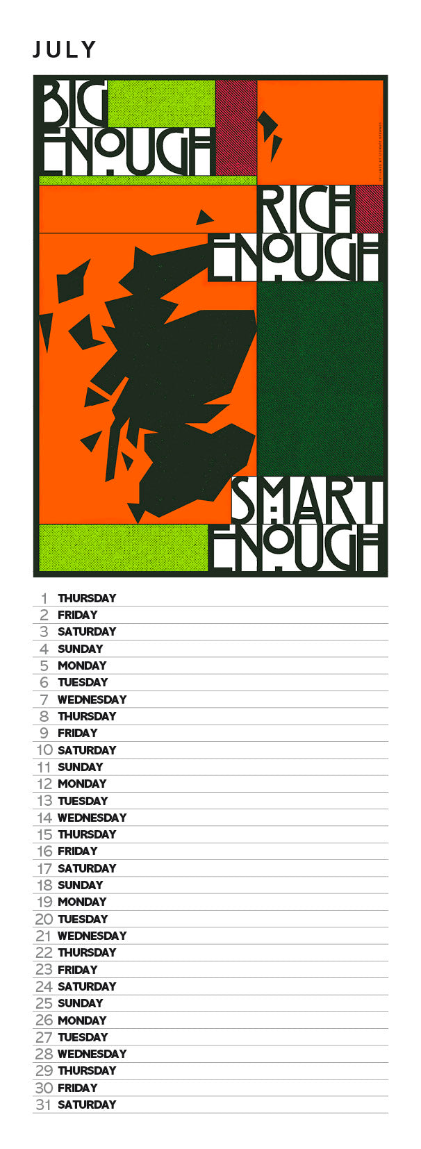 Early Days of a Better Nation – slimline calendar 2027