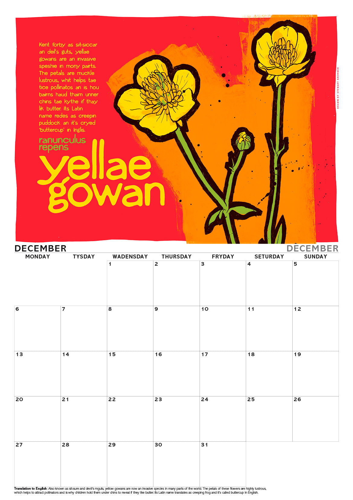 Scots flooers – A3 calendar 2027