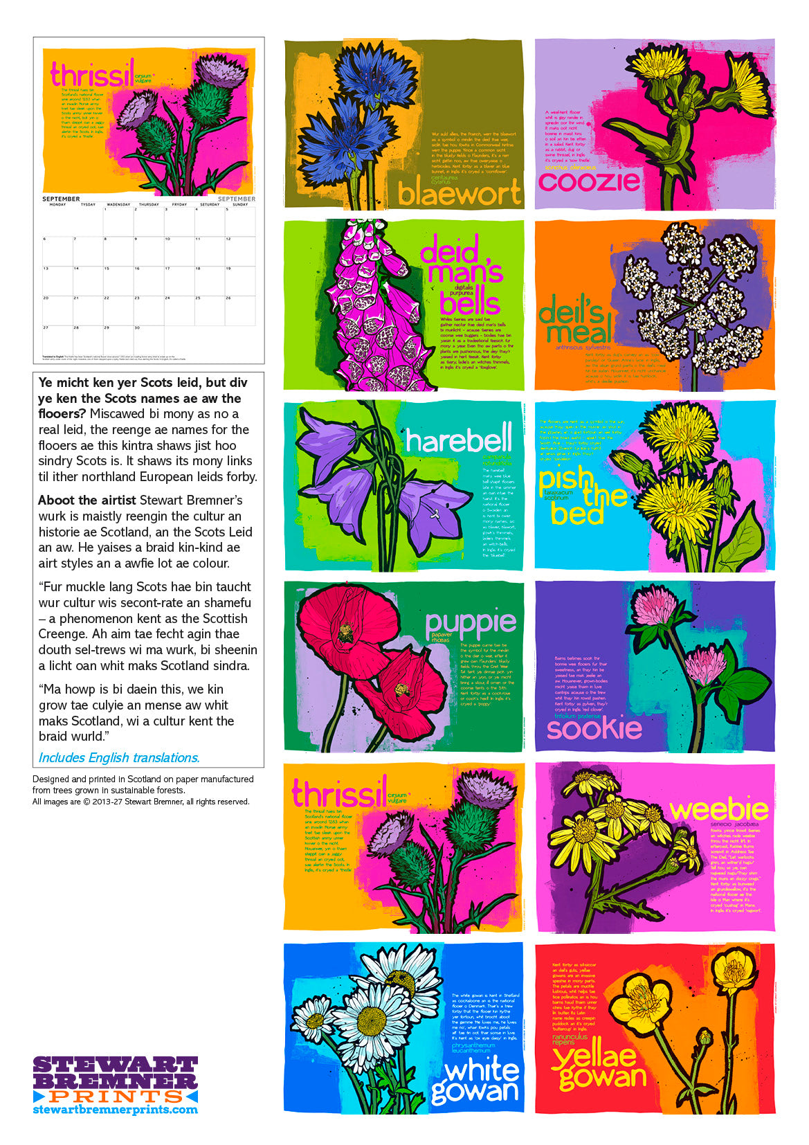 Scots flooers – A3 calendar 2027