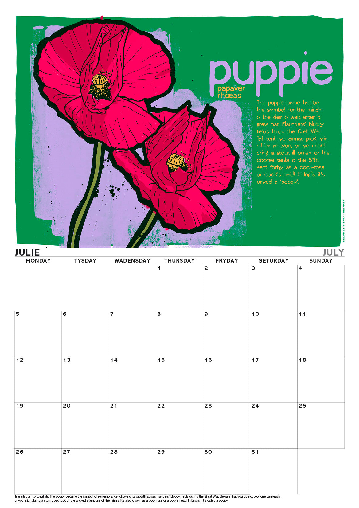 Scots flooers – A3 calendar 2027