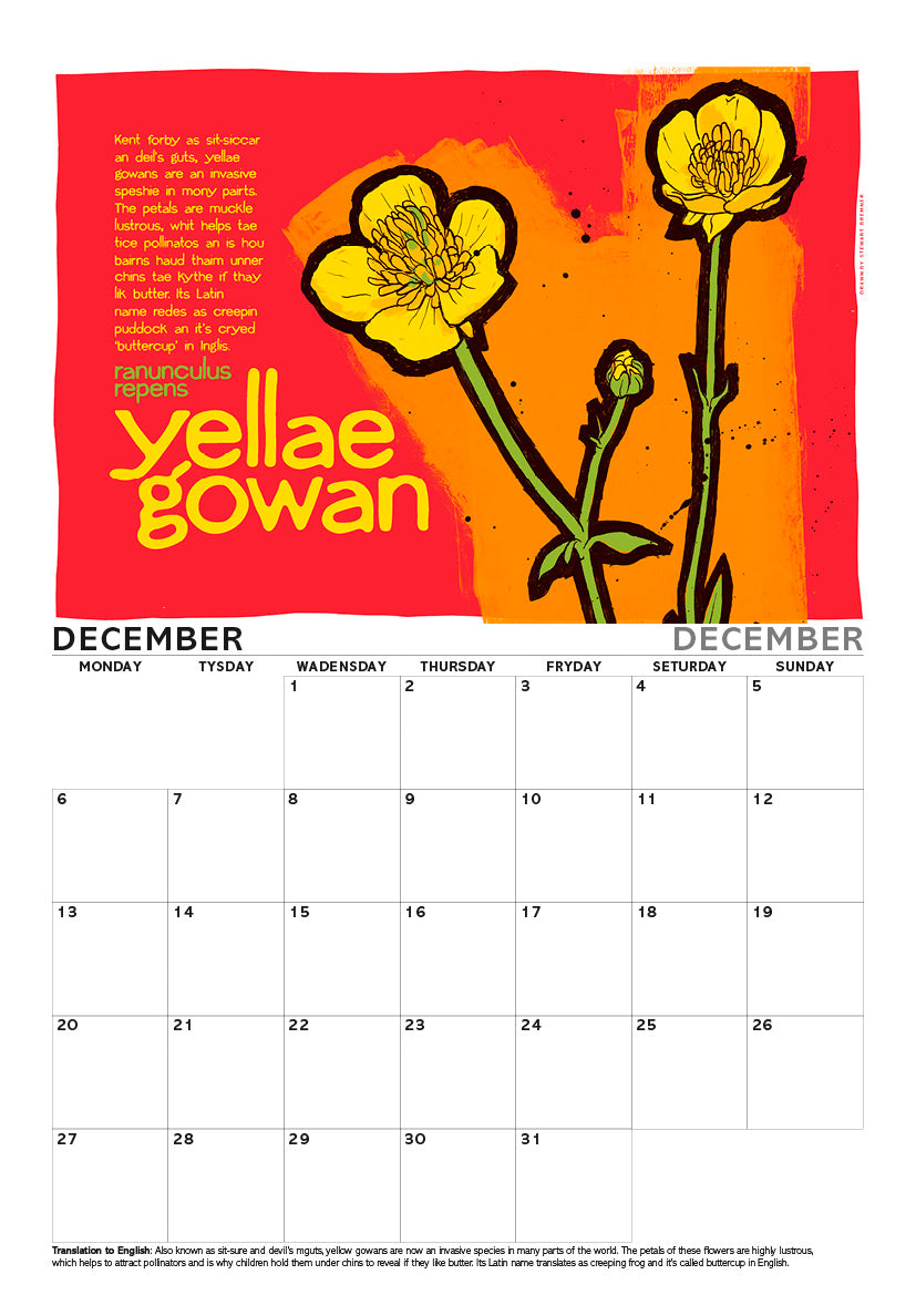 Scots flooers – A4 calendar 2027
