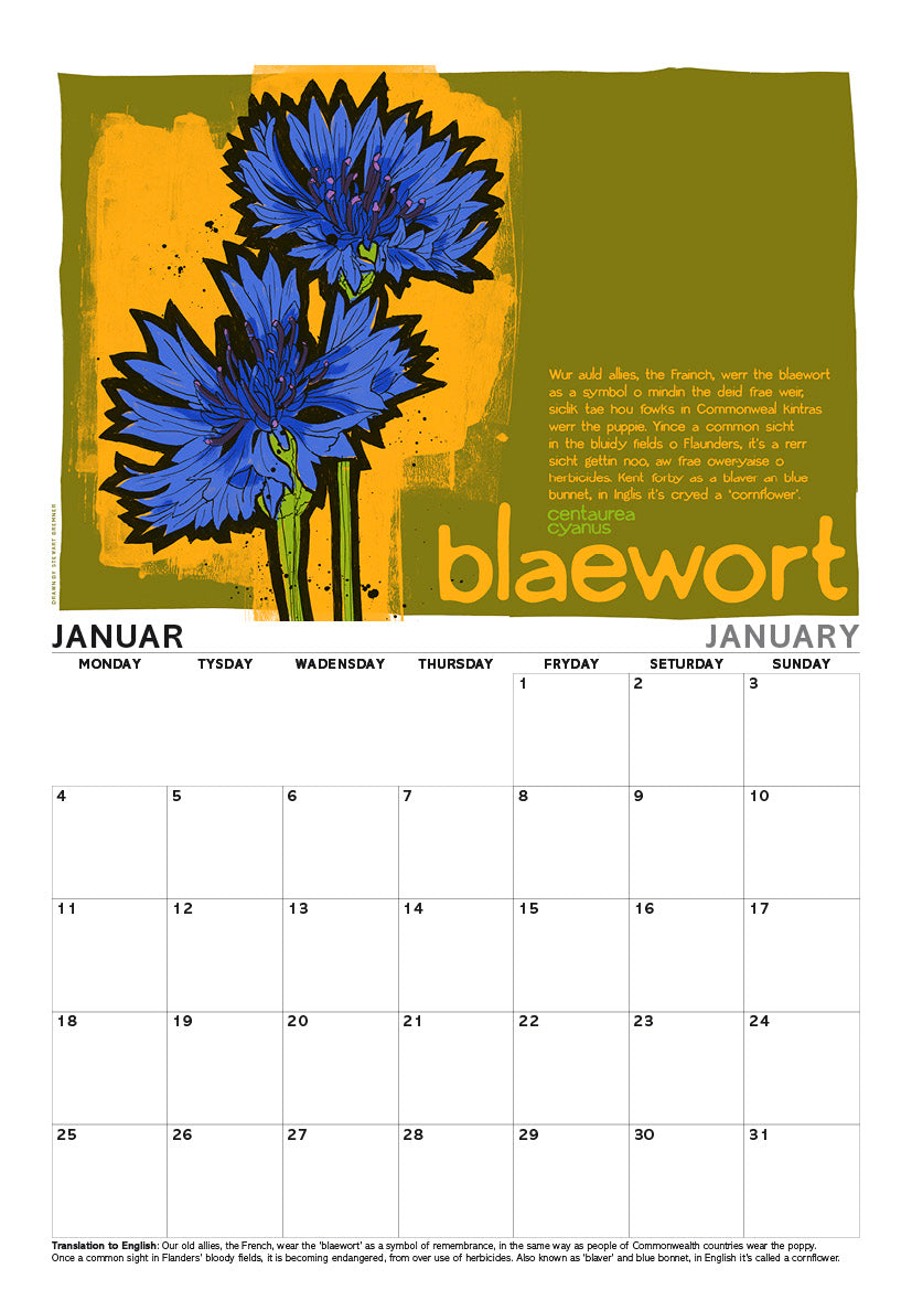 Scots flooers – A4 calendar 2027