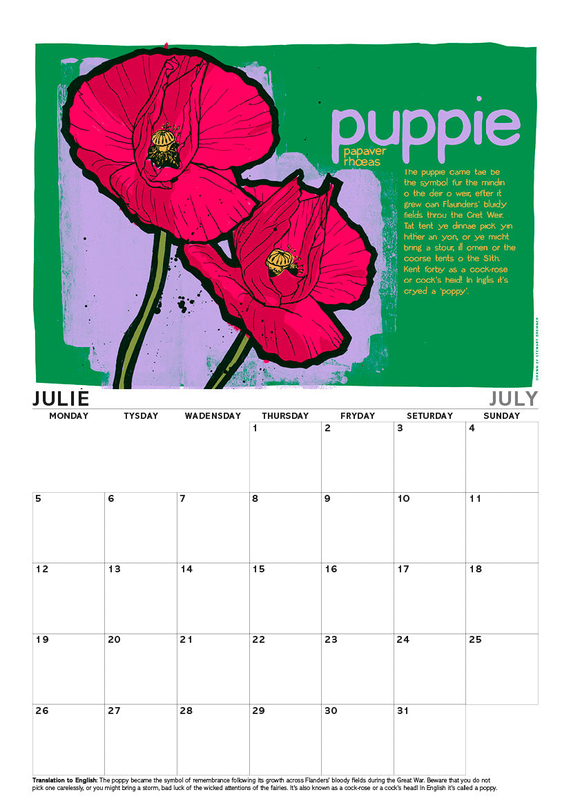Scots flooers – A4 calendar 2027
