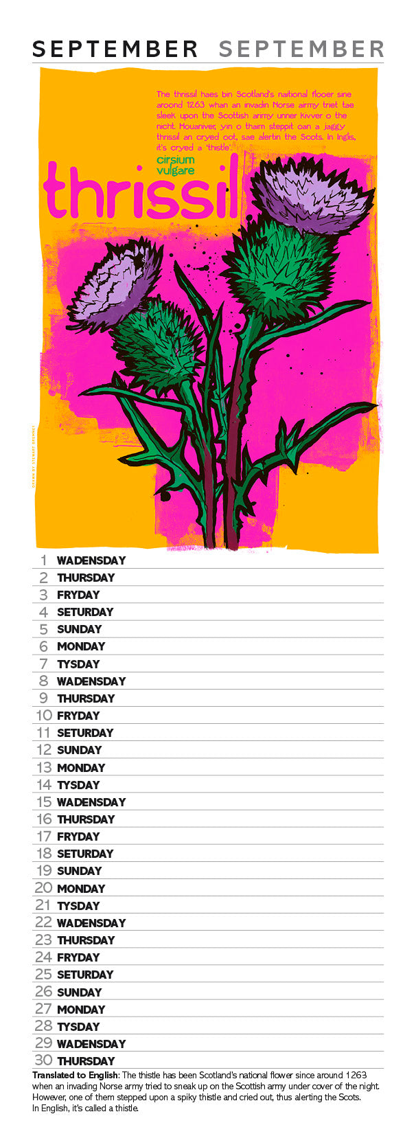 Scots flooers – slimline calendar 2027