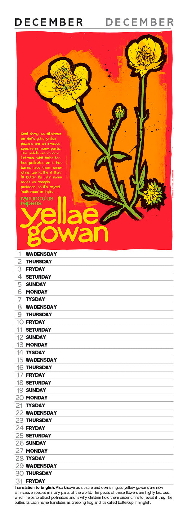 Scots flooers – slimline calendar 2027