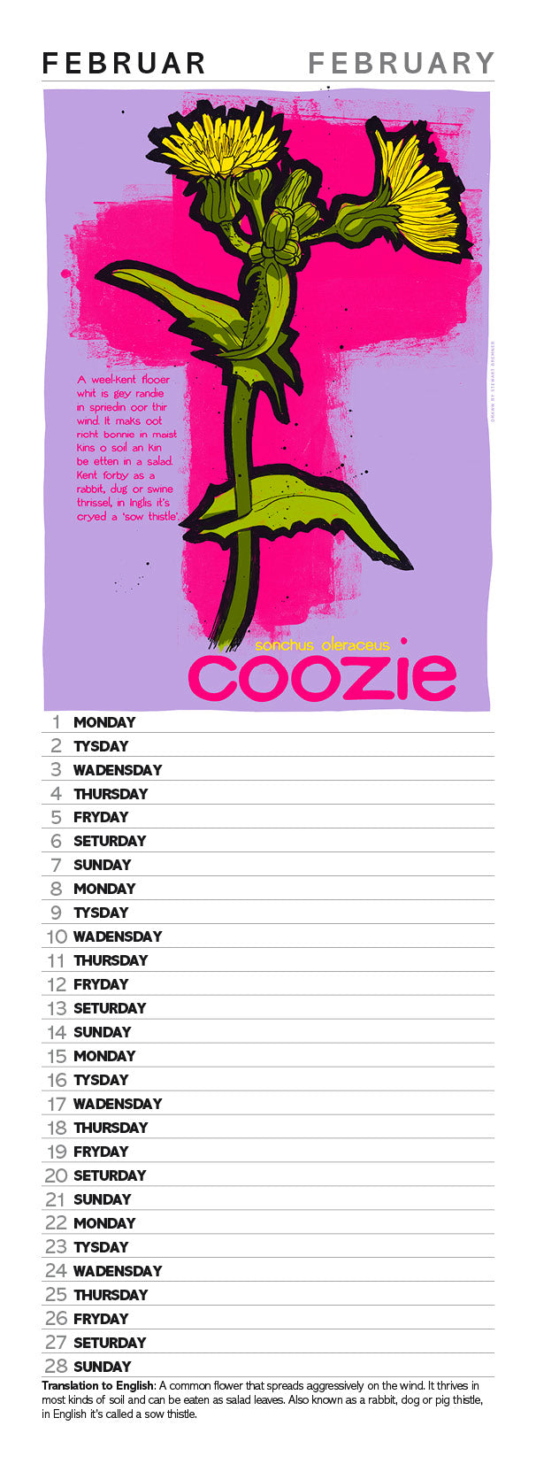 Scots flooers – slimline calendar 2027
