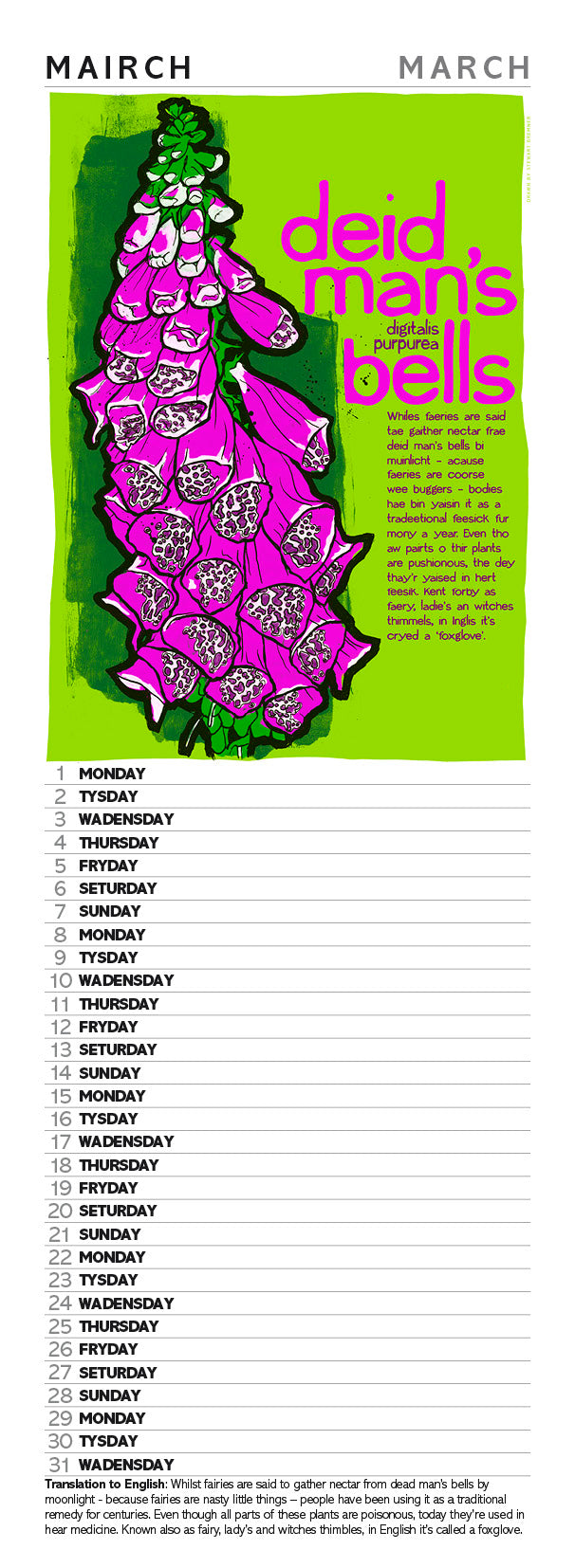 Scots flooers – slimline calendar 2027