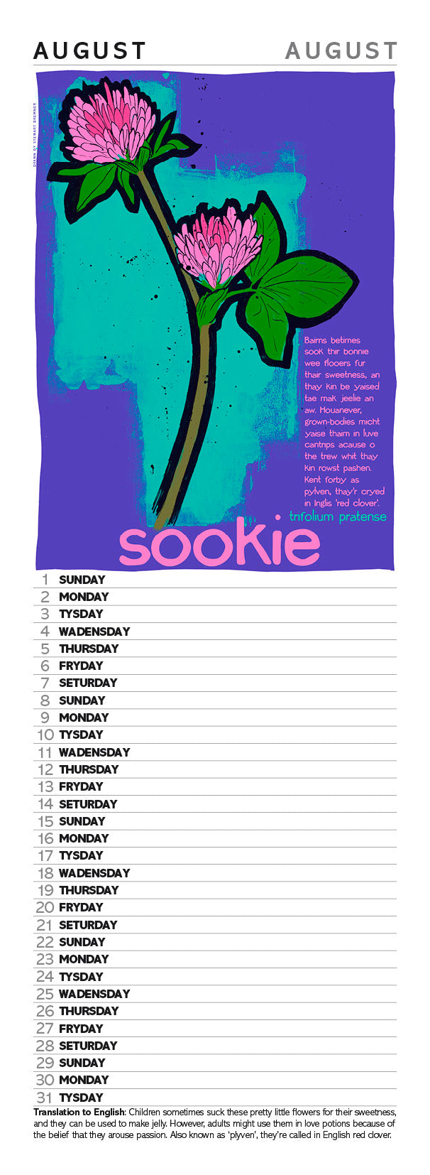 Scots flooers – slimline calendar 2027