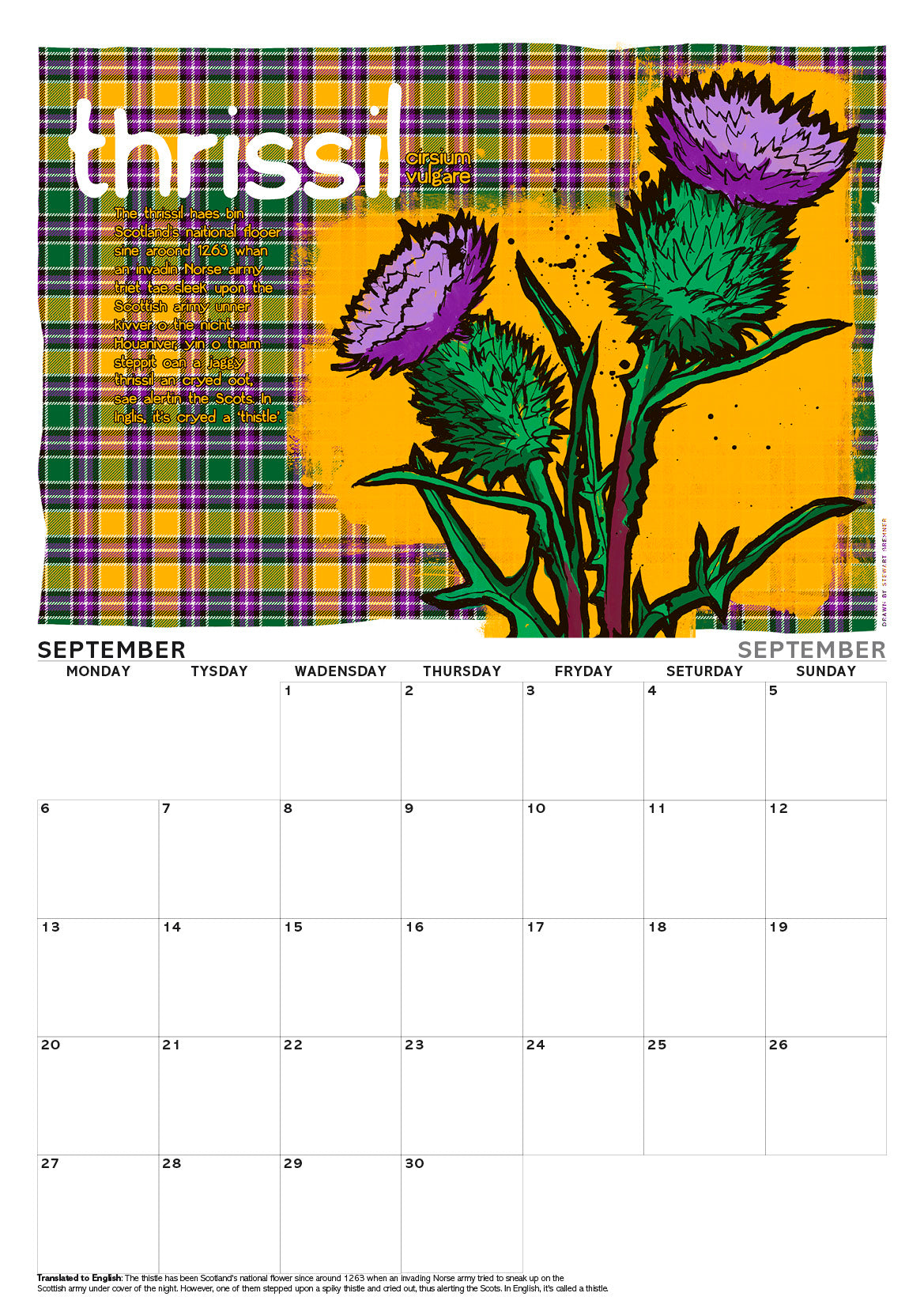 Scots flooers oan tartan – A3 calendar 2027