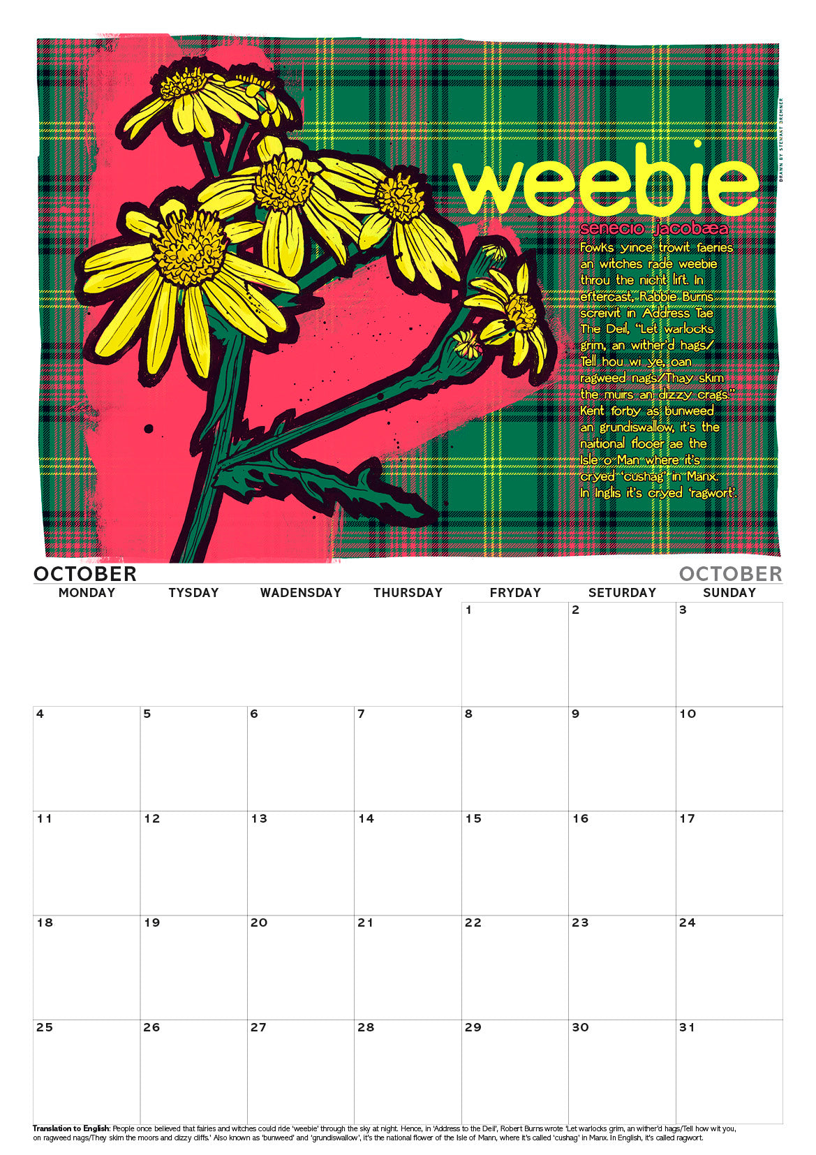 Scots flooers oan tartan – A3 calendar 2027