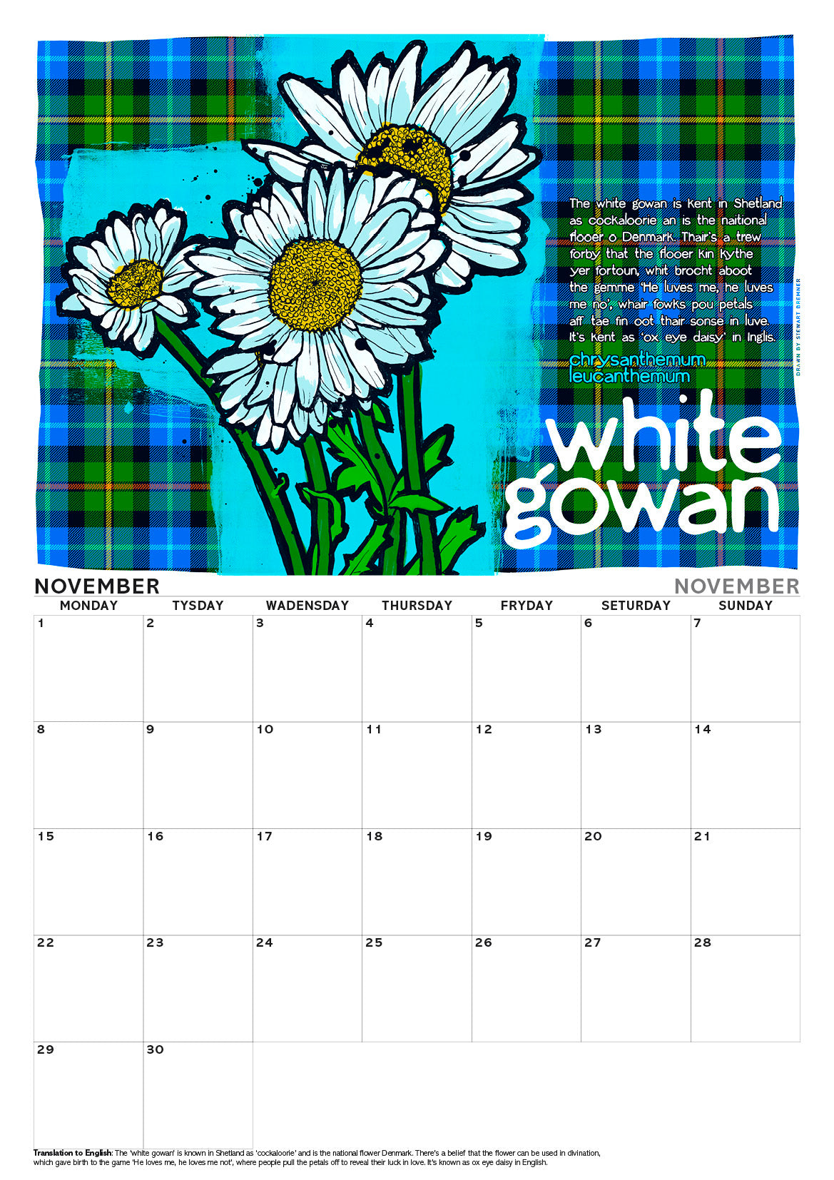 Scots flooers oan tartan – A3 calendar 2027