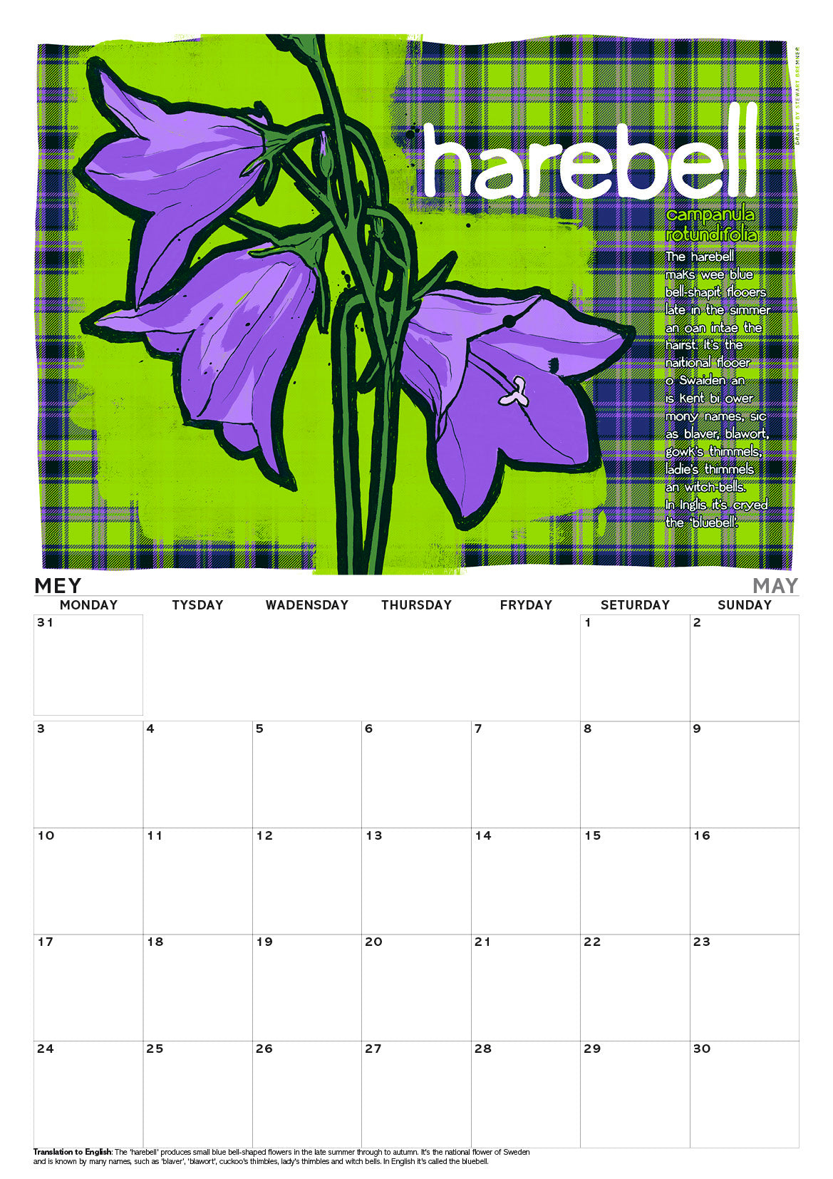 Scots flooers oan tartan – A3 calendar 2027