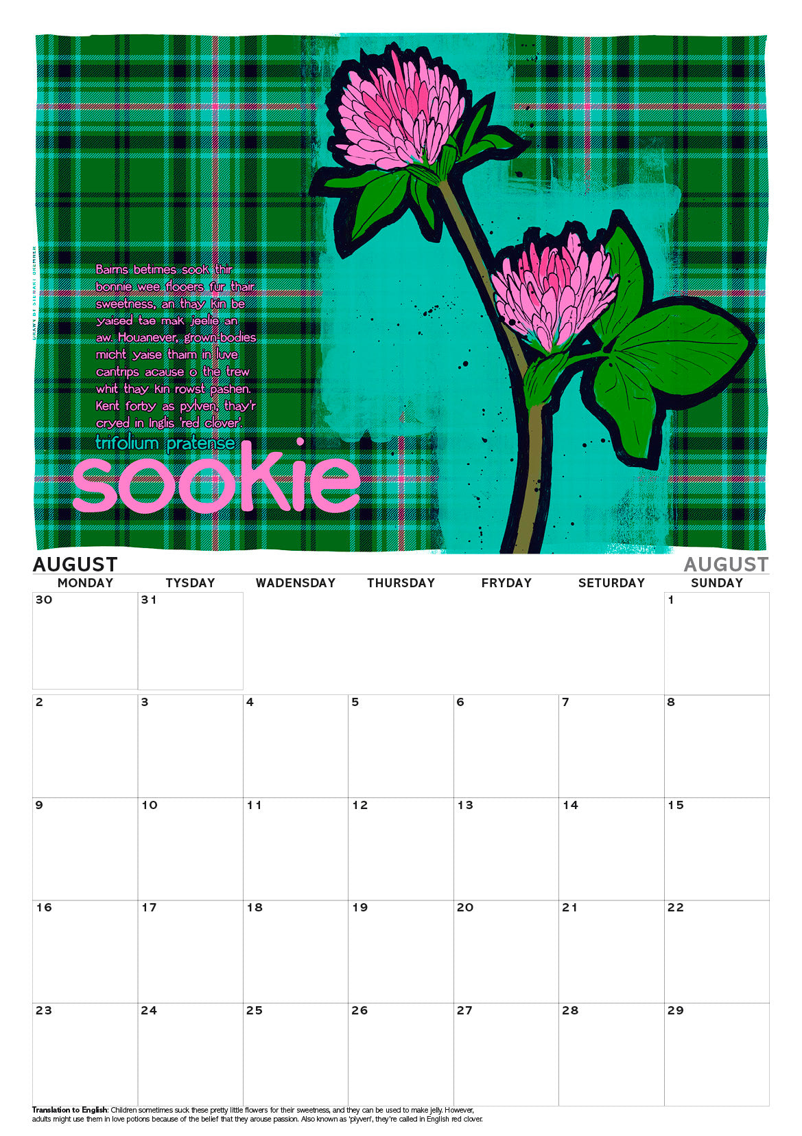 Scots flooers oan tartan – A3 calendar 2027
