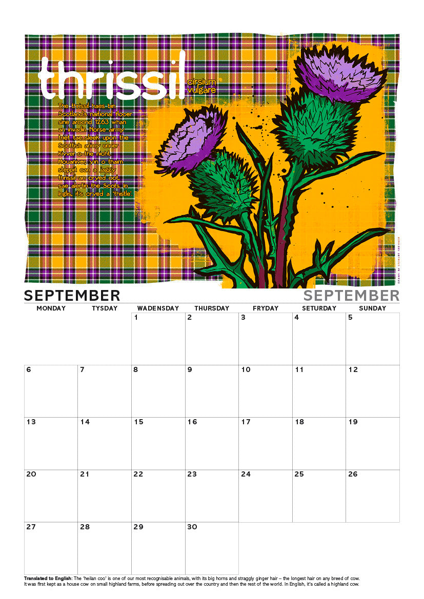 Scots flooers oan tartan – A4 calendar 2027