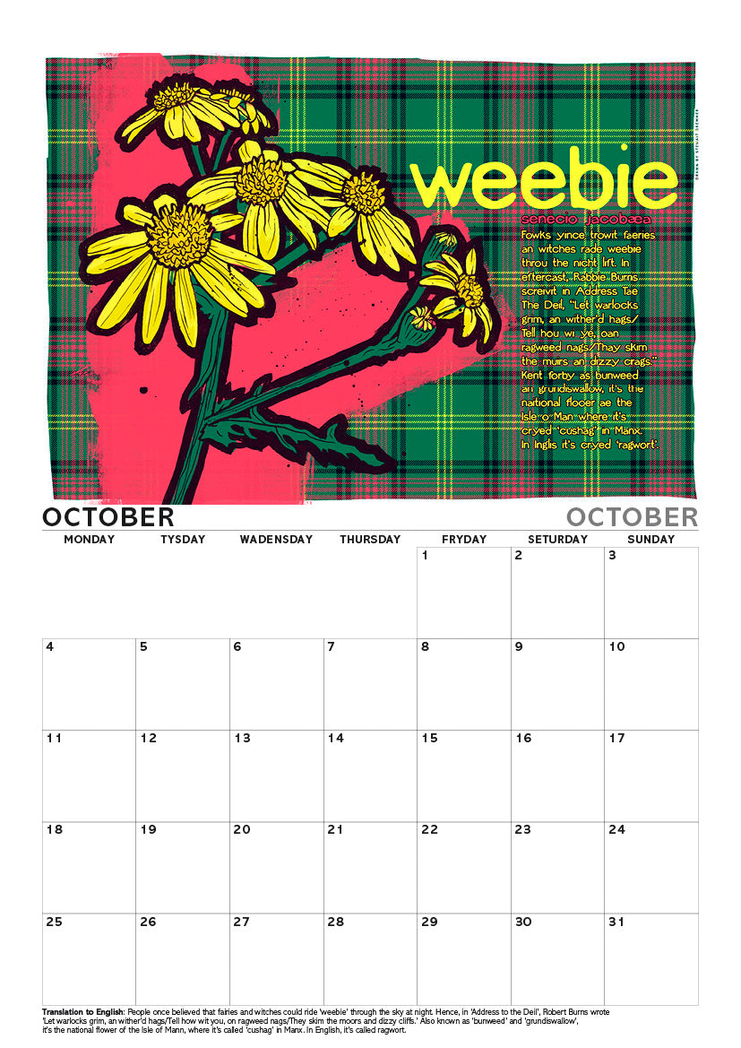 Scots flooers oan tartan – A4 calendar 2027