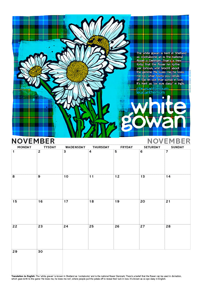 Scots flooers oan tartan – A4 calendar 2027