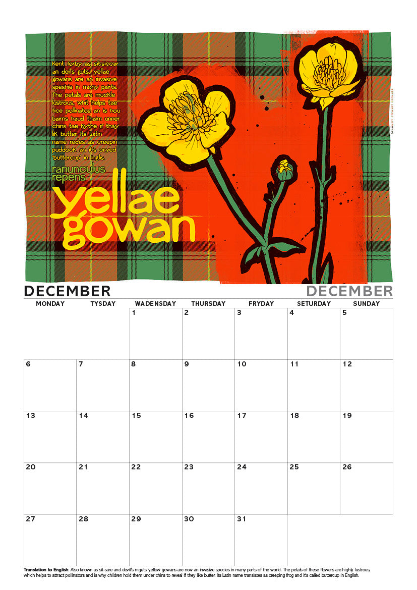Scots flooers oan tartan – A4 calendar 2027