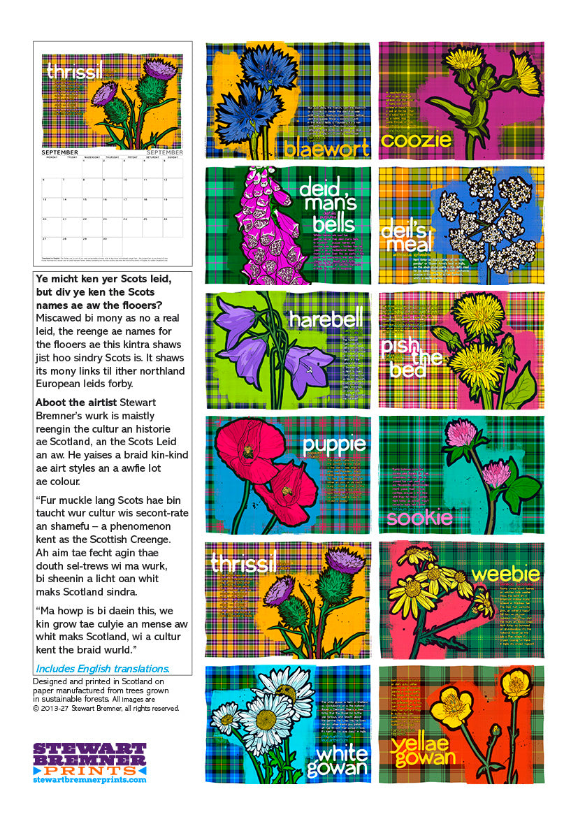 Scots flooers oan tartan – A4 calendar 2027