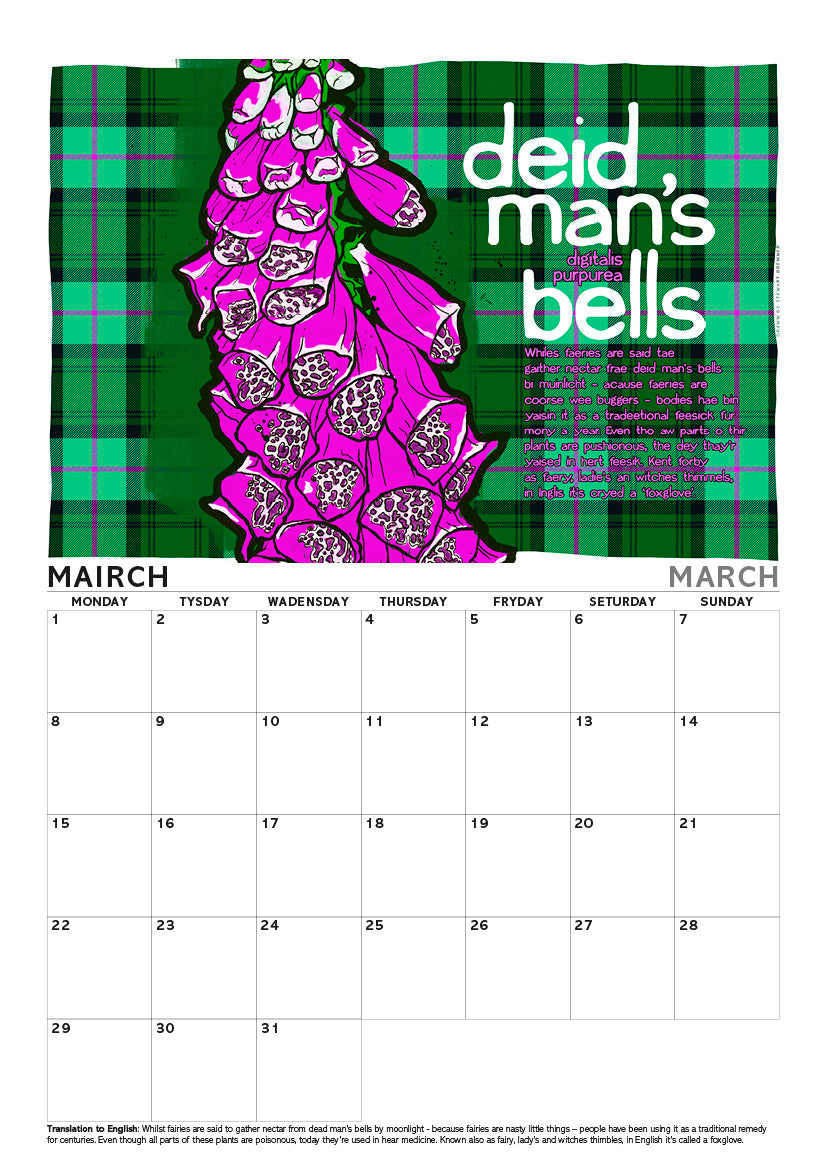Scots flooers oan tartan – A4 calendar 2027