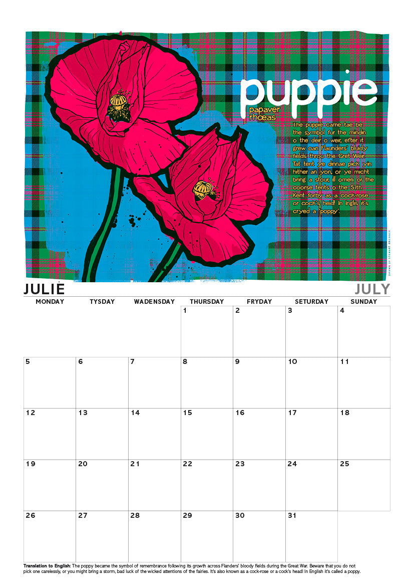 Scots flooers oan tartan – A4 calendar 2027