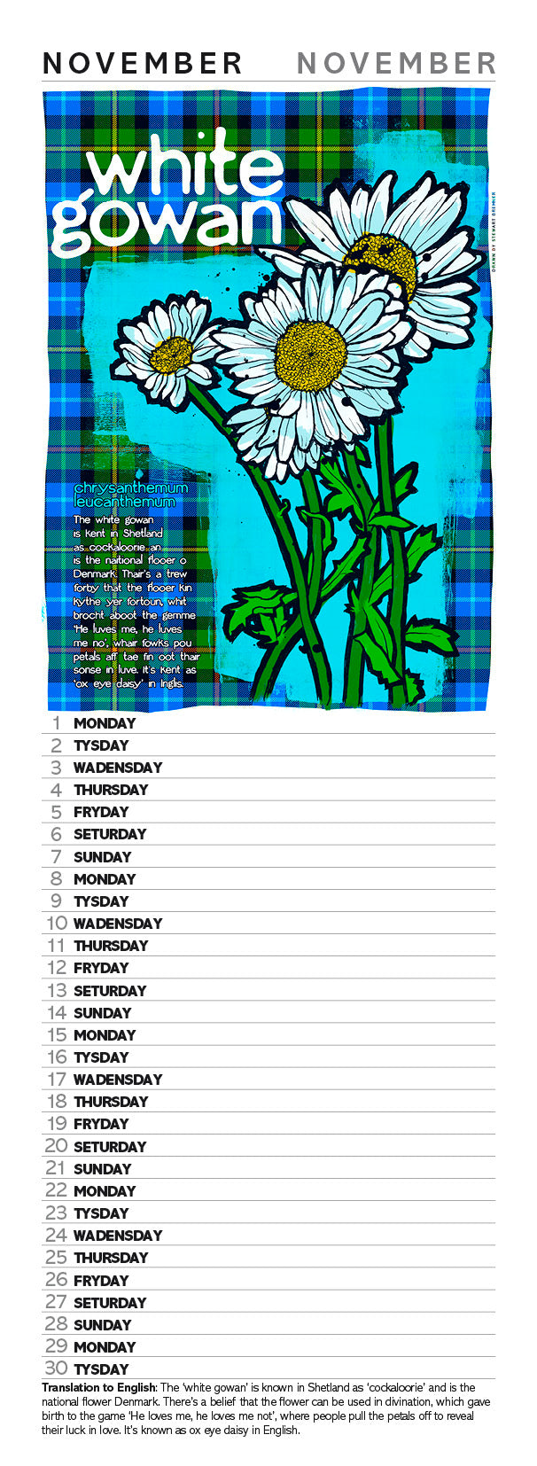 Scots flooers oan tartan – slimline calendar 2027