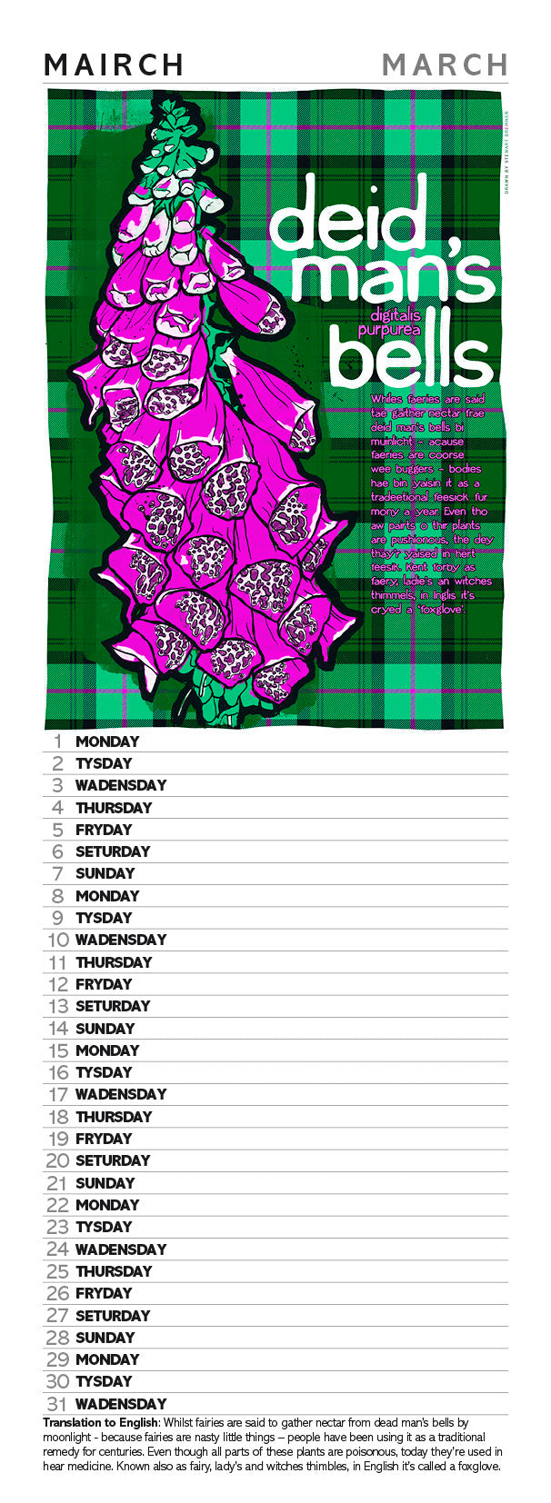 Scots flooers oan tartan – slimline calendar 2027