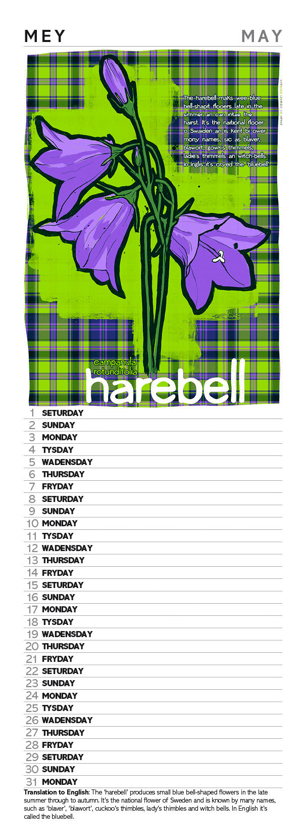 Scots flooers oan tartan – slimline calendar 2027